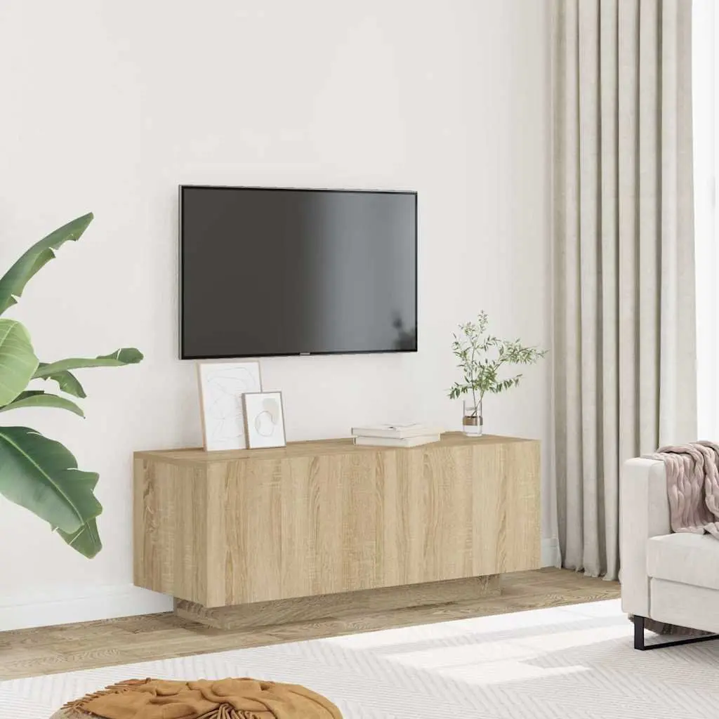 TV Cabinet Unit Engineered Wood 100cm Brown Sonoma Oak Media Storage Furniture
