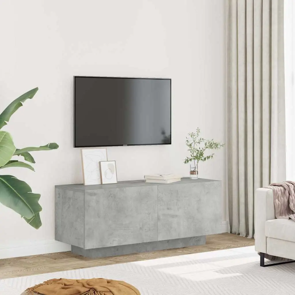 Media Storage Unit Engineered Wood Two Separate Cabinets Concrete Grey 100x35x40cm TV Cabinet