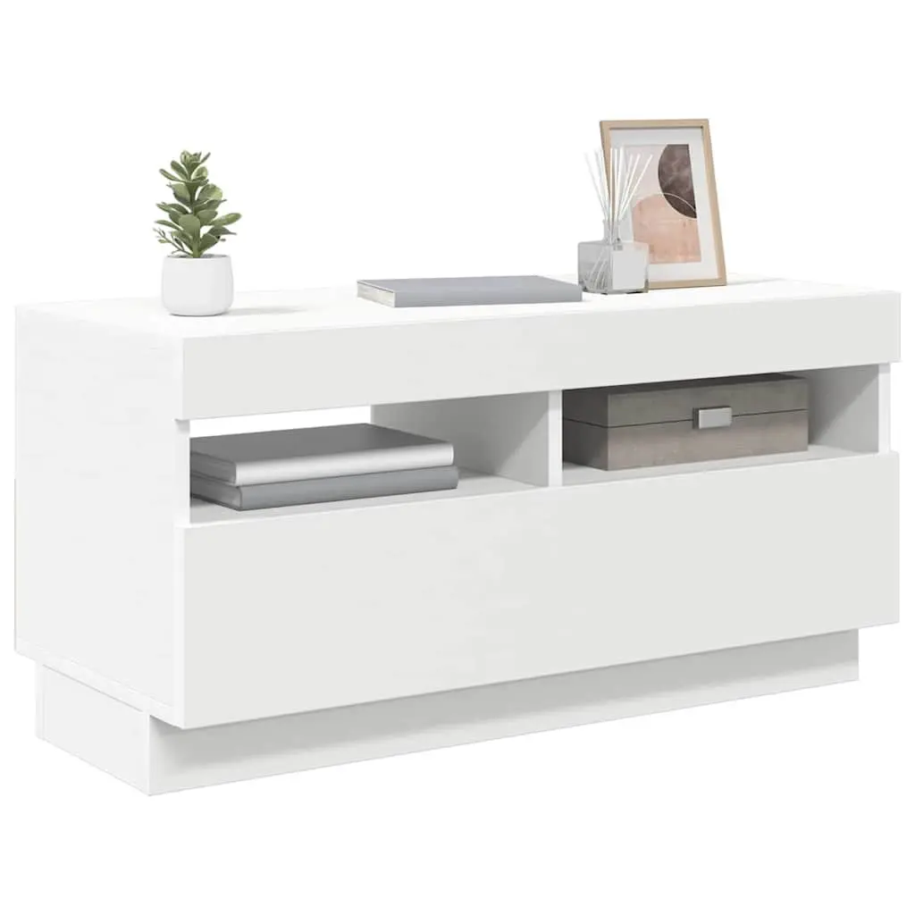 White TV Cabinet with RGB Lighting 80x35x40cm