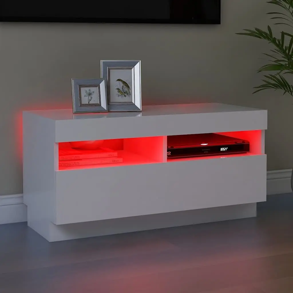 White TV Cabinet with RGB Lighting 80x35x40cm