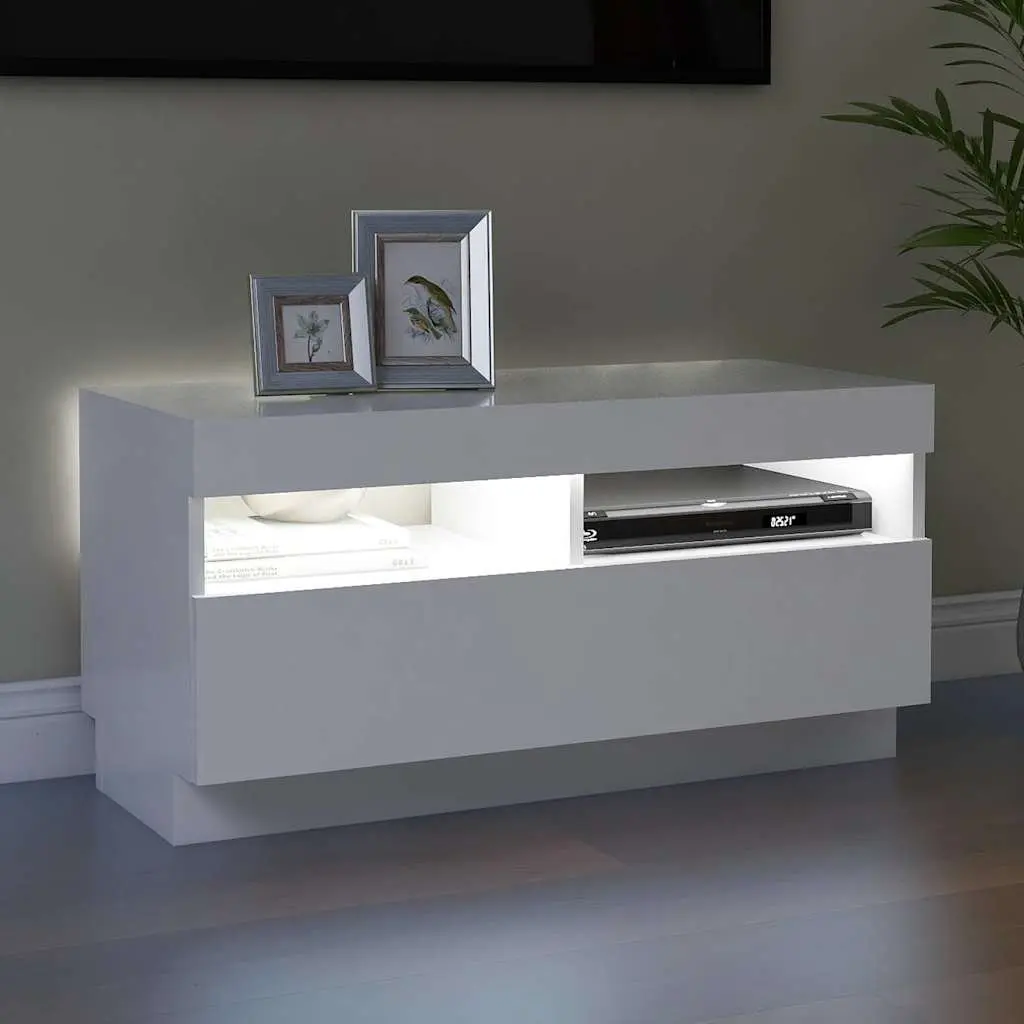 White TV Cabinet with RGB Lighting 80x35x40cm