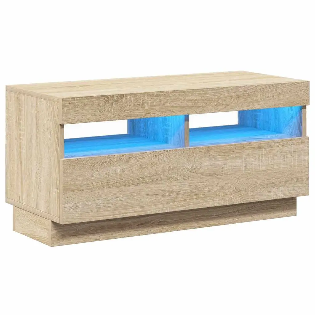 TV Cabinet Wooden Brown 80 x 35 x 40 cm with RGB LED Lights