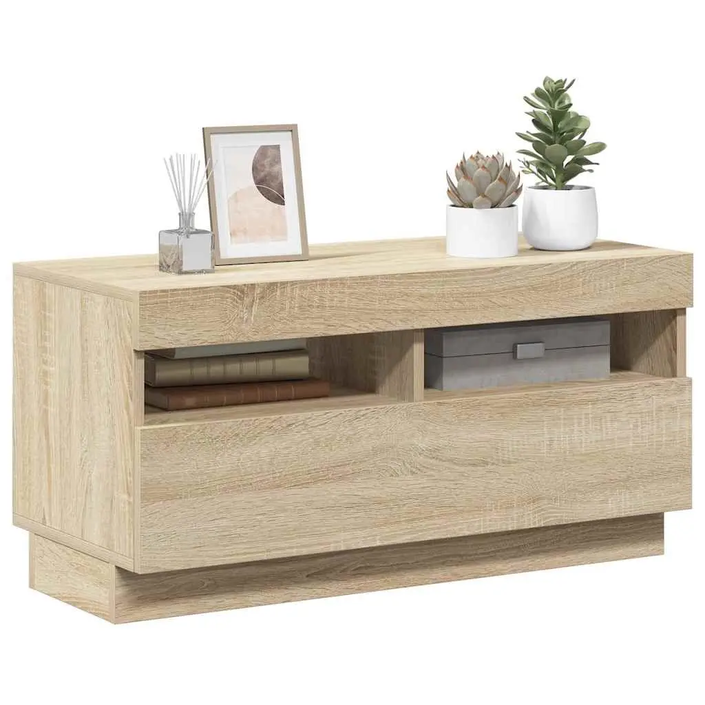 TV Cabinet Wooden Brown 80 x 35 x 40 cm with RGB LED Lights