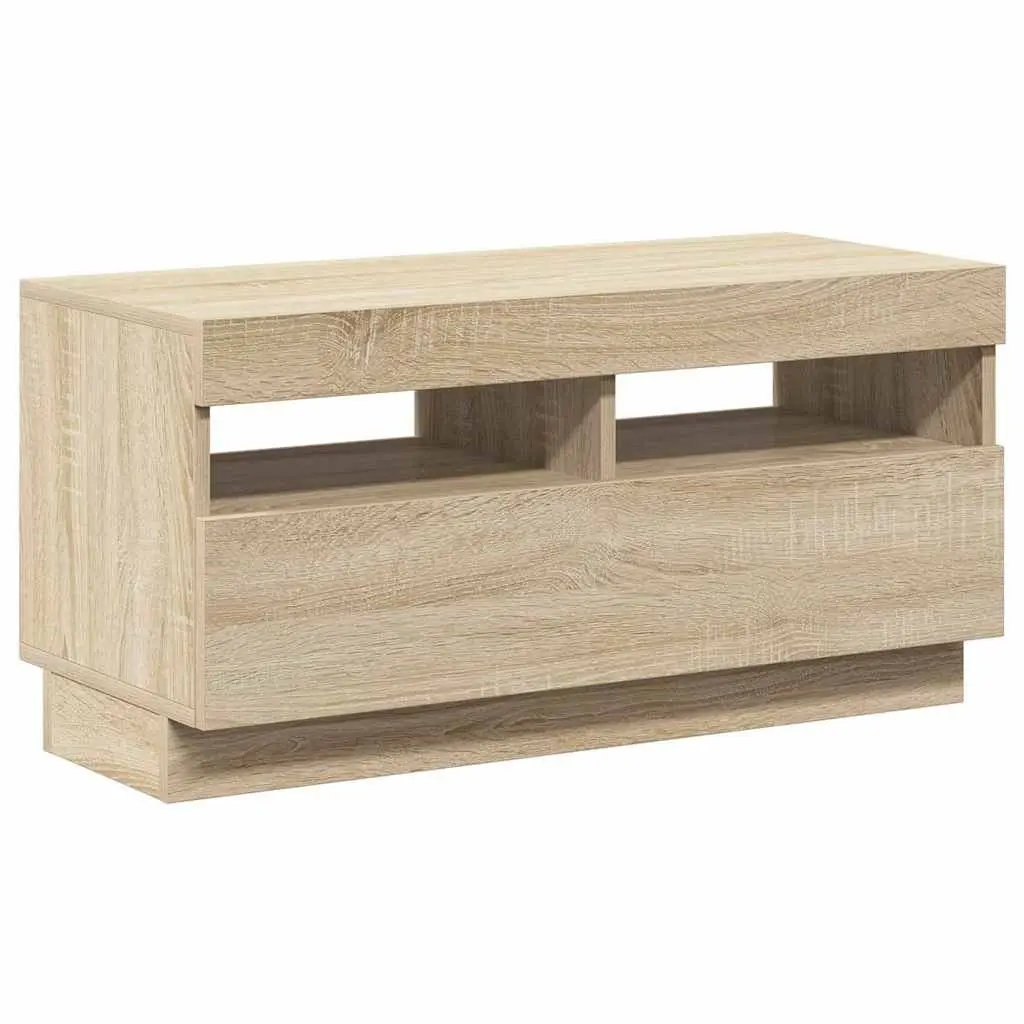 TV Cabinet Wooden Brown 80 x 35 x 40 cm with RGB LED Lights