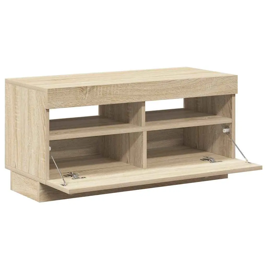 TV Cabinet Wooden Brown 80 x 35 x 40 cm with RGB LED Lights