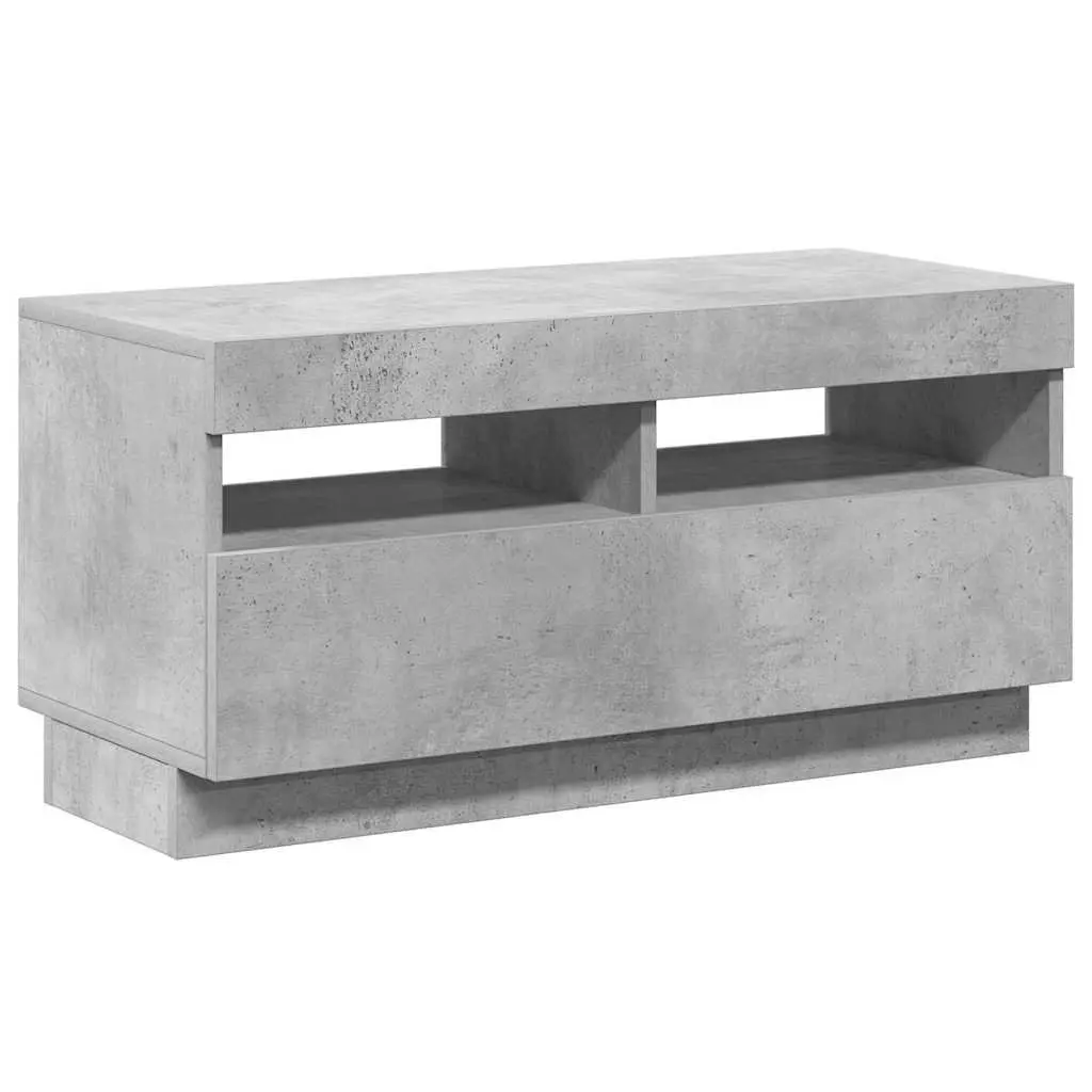 TV Cabinet with RGB LED Lights Grey Concrete Modern Media Storage Stand Unit