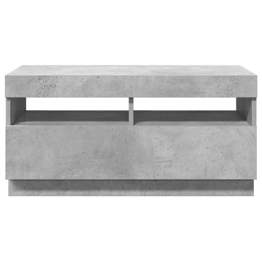 TV Cabinet with RGB LED Lights Grey Concrete Modern Media Storage Stand Unit