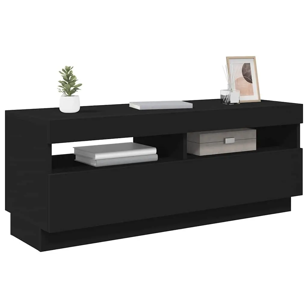 RGB LED Lights TV Cabinet Black Storage Unit Media Entertainment 100x35x40cm