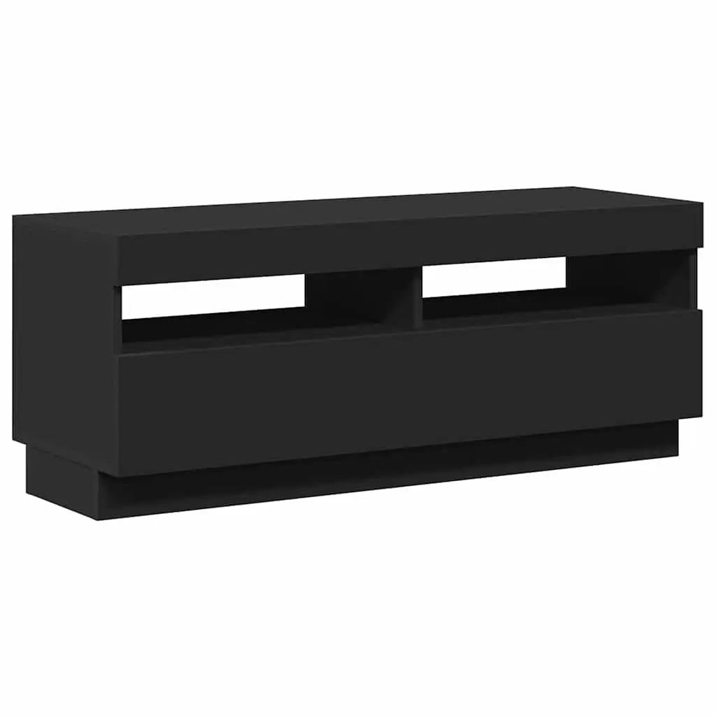 RGB LED Lights TV Cabinet Black Storage Unit Media Entertainment 100x35x40cm