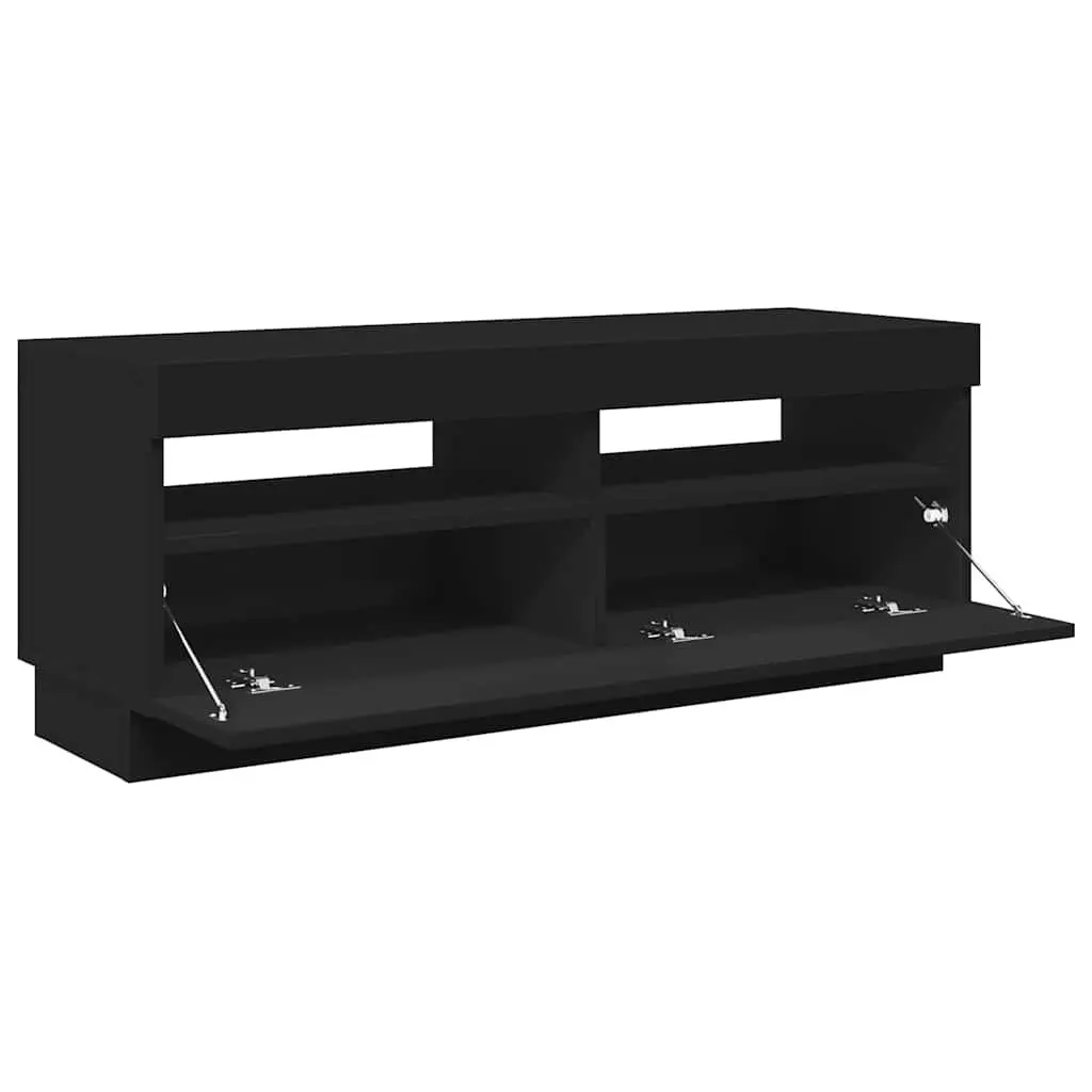RGB LED Lights TV Cabinet Black Storage Unit Media Entertainment 100x35x40cm