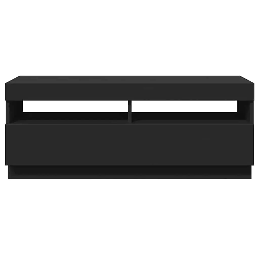 RGB LED Lights TV Cabinet Black Storage Unit Media Entertainment 100x35x40cm