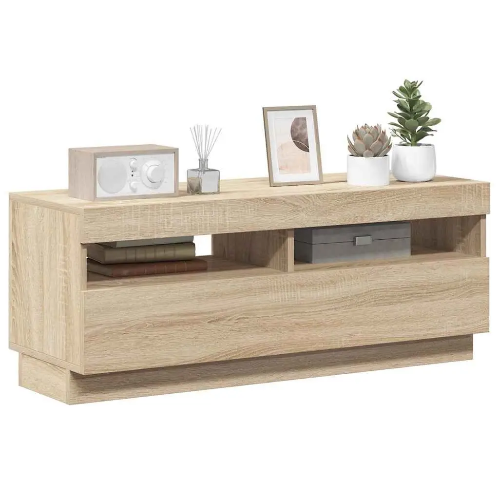 TV Cabinet with RGB LED Lights Brown Living Room Media Stand Storage Unit