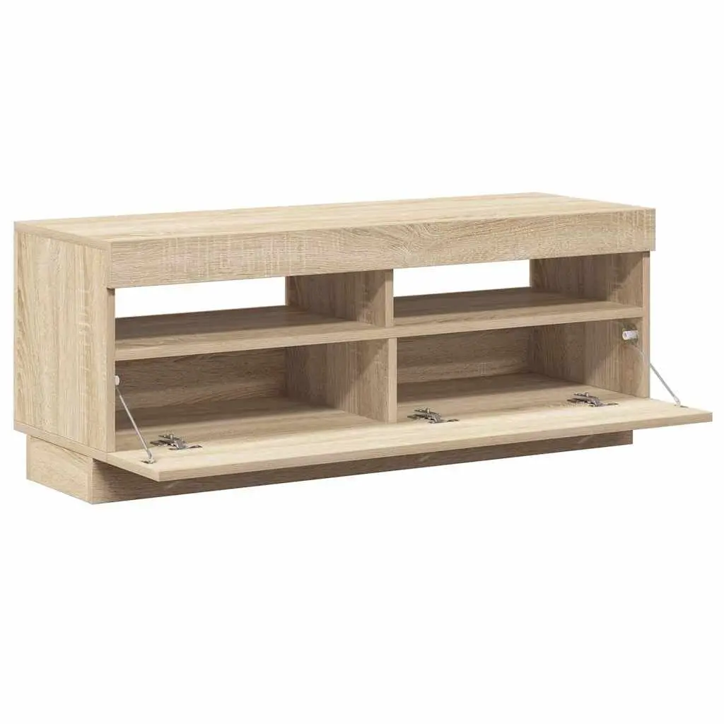 TV Cabinet with RGB LED Lights Brown Living Room Media Stand Storage Unit