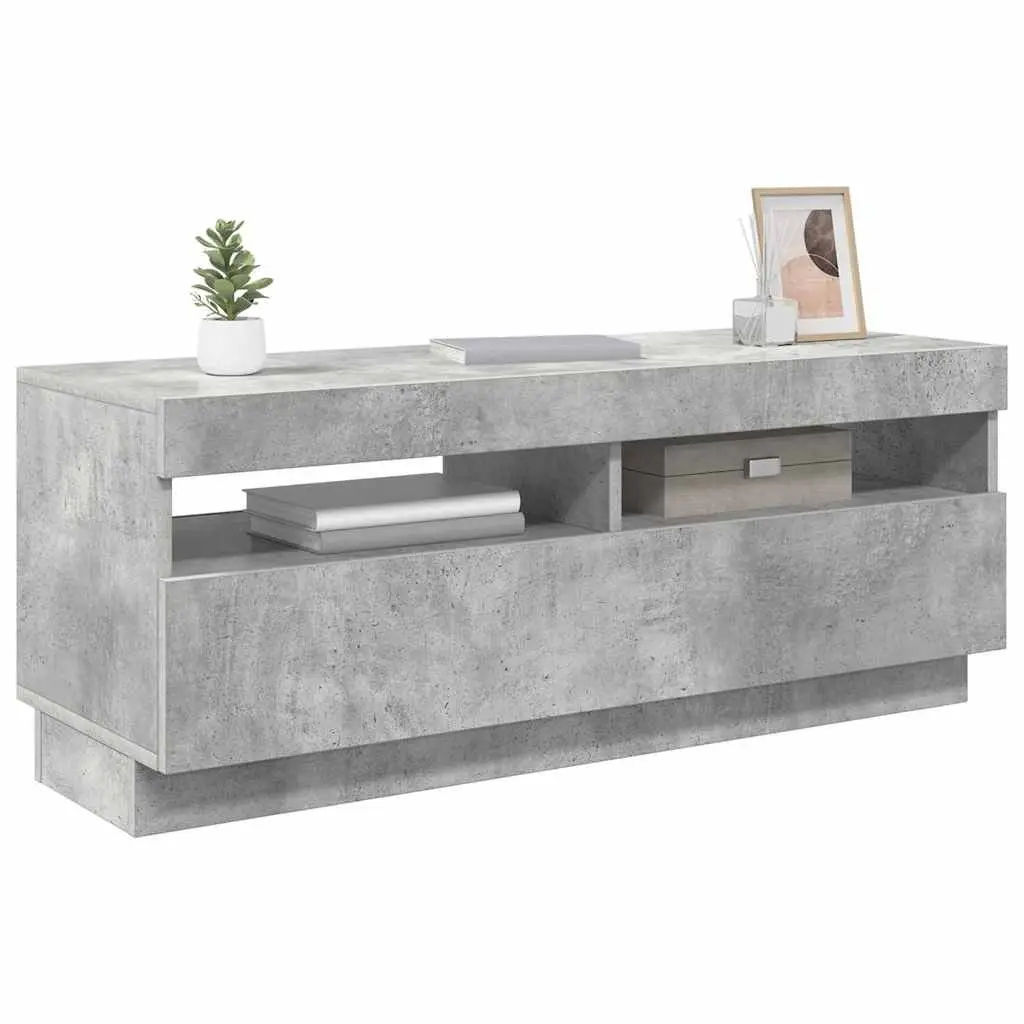 TV Cabinet Grey with RGB LED Lights Media Storage Unit Entertainment Stand