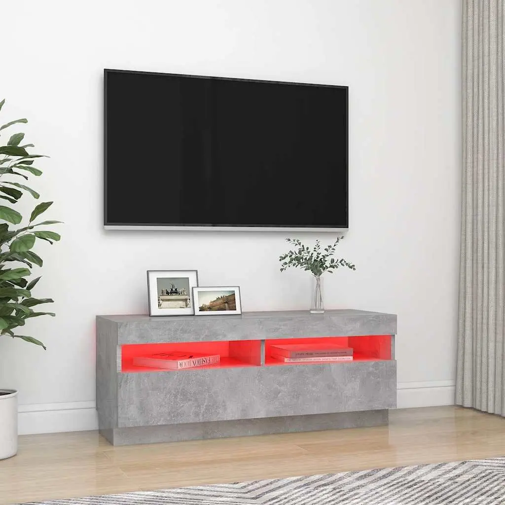 TV Cabinet Grey with RGB LED Lights Media Storage Unit Entertainment Stand