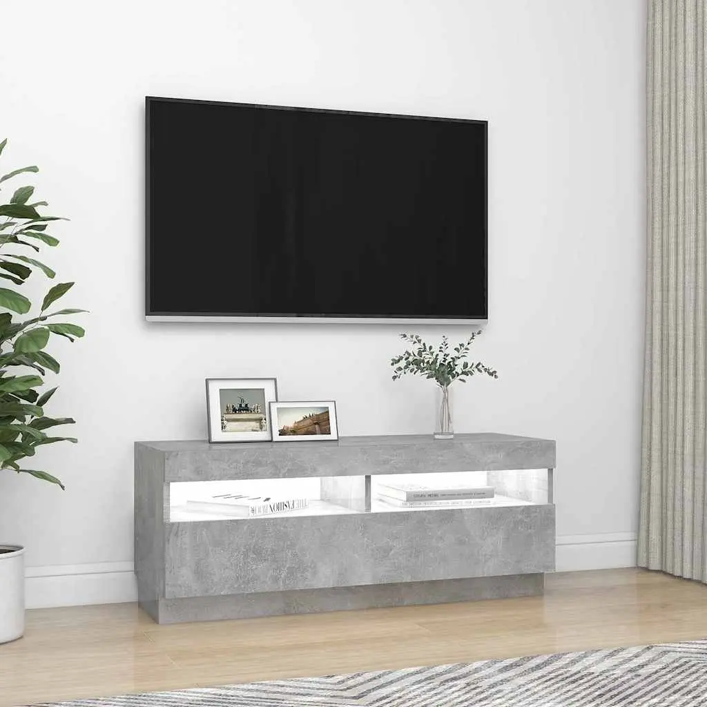 TV Cabinet Grey with RGB LED Lights Media Storage Unit Entertainment Stand