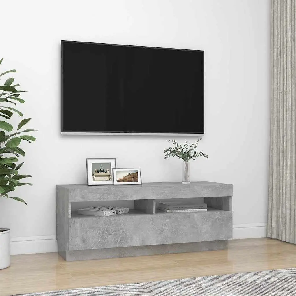 TV Cabinet Grey with RGB LED Lights Media Storage Unit Entertainment Stand