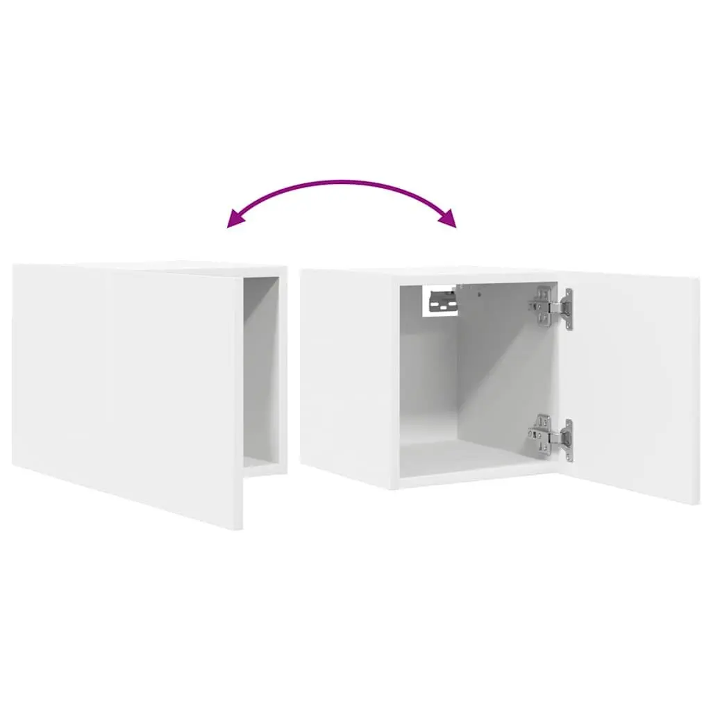 Wall Mounted TV Cabinet Set 4 Pieces Storage Compartment Home Entertainment Unit