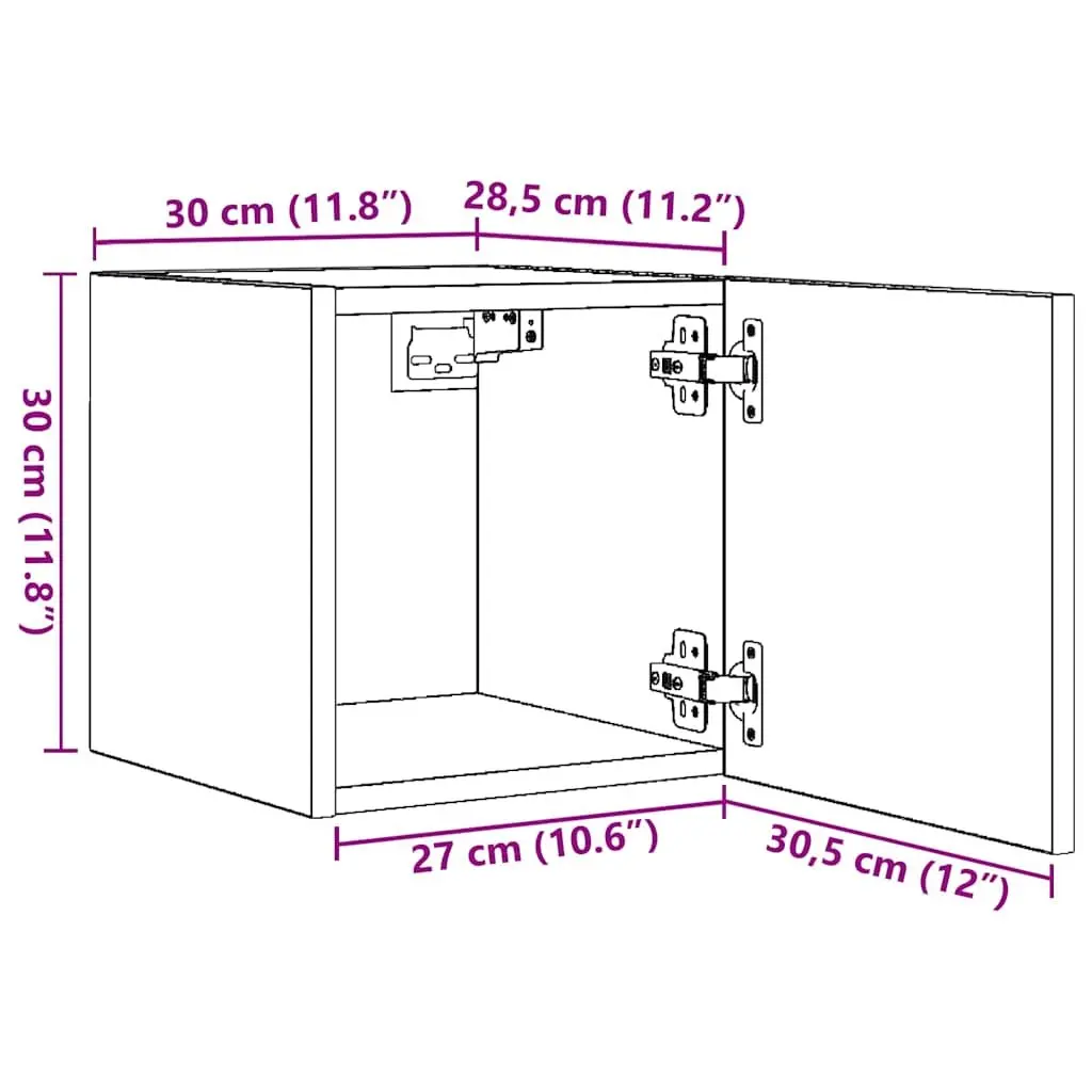 Wall Mounted TV Cabinet Storage Unit Sonoma Oak 30.5 x 30 x 30 cm 4 Pieces