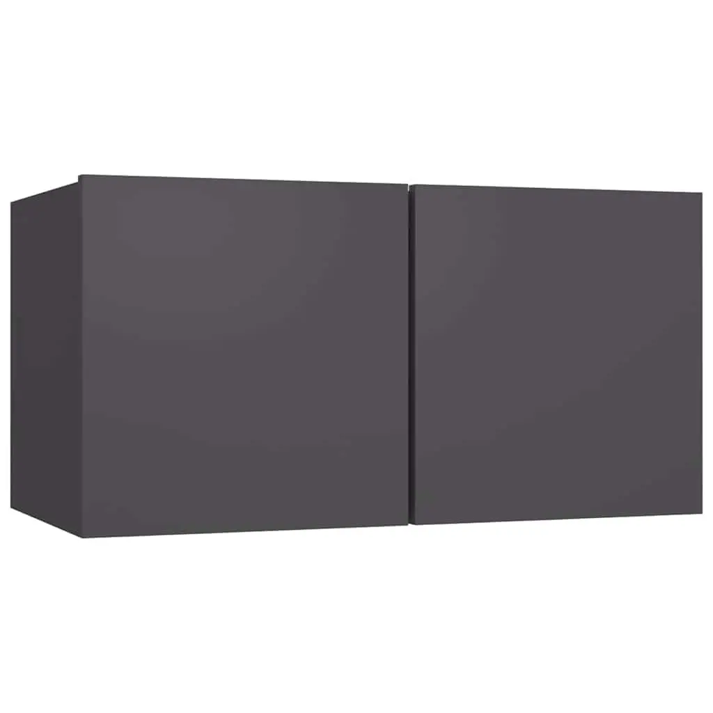 TV Cabinet Set Wall Mounted 3 Pieces Grey Storage Unit Living Room Furniture