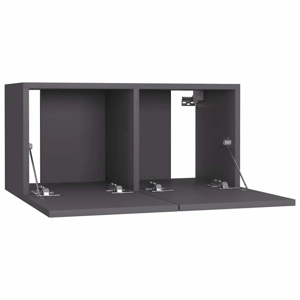 TV Cabinet Set Wall Mounted 3 Pieces Grey Storage Unit Living Room Furniture