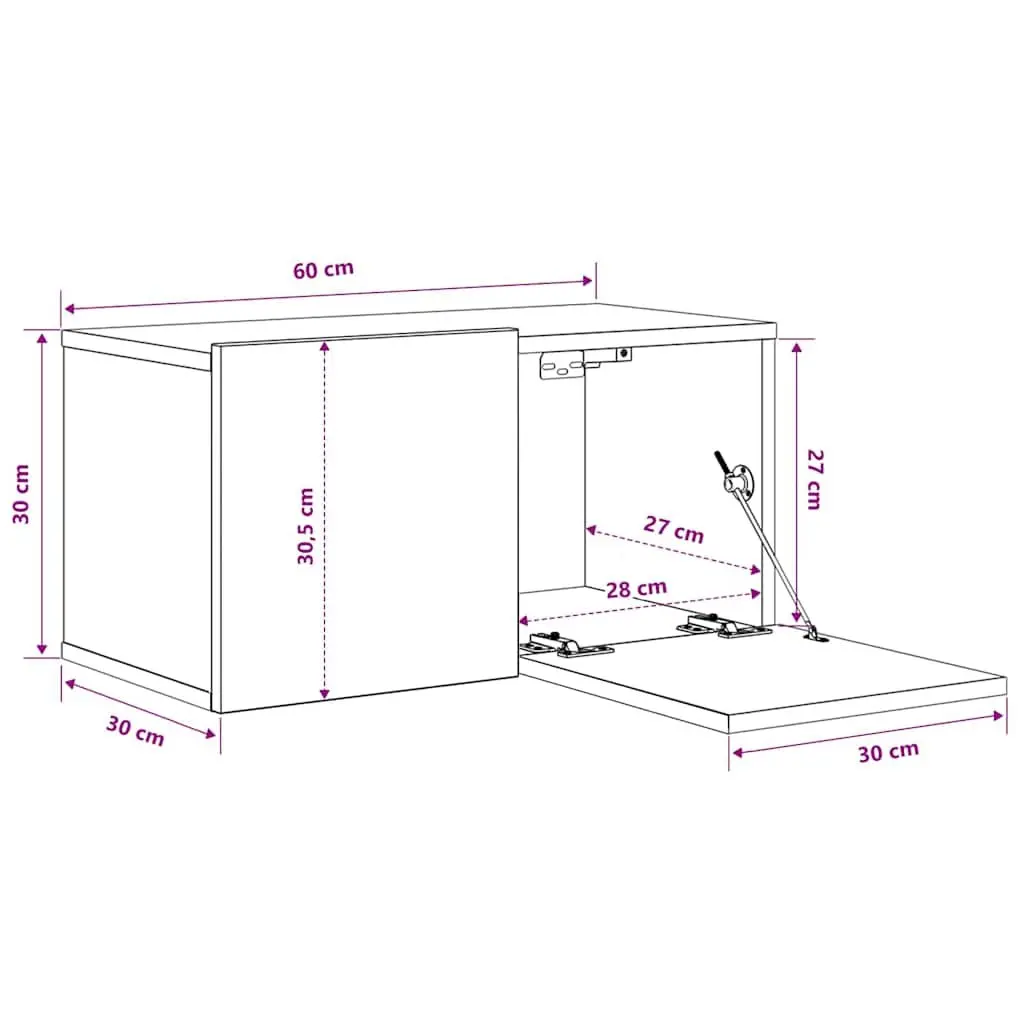 TV Cabinet Set Wall Mounted 3 Pieces Grey Storage Unit Living Room Furniture