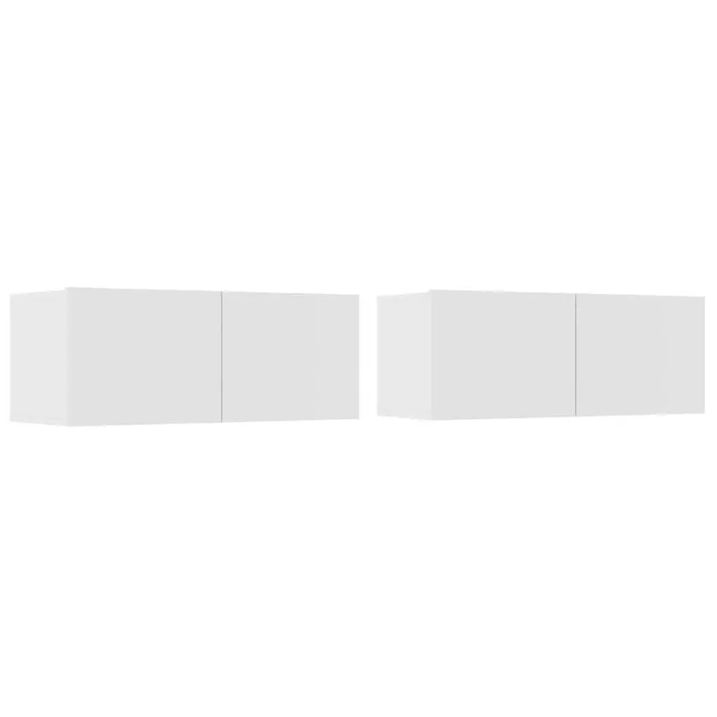 TV Cabinets Engineered Wood Wall-Mounted 80x30x30 cm White 2 Piece