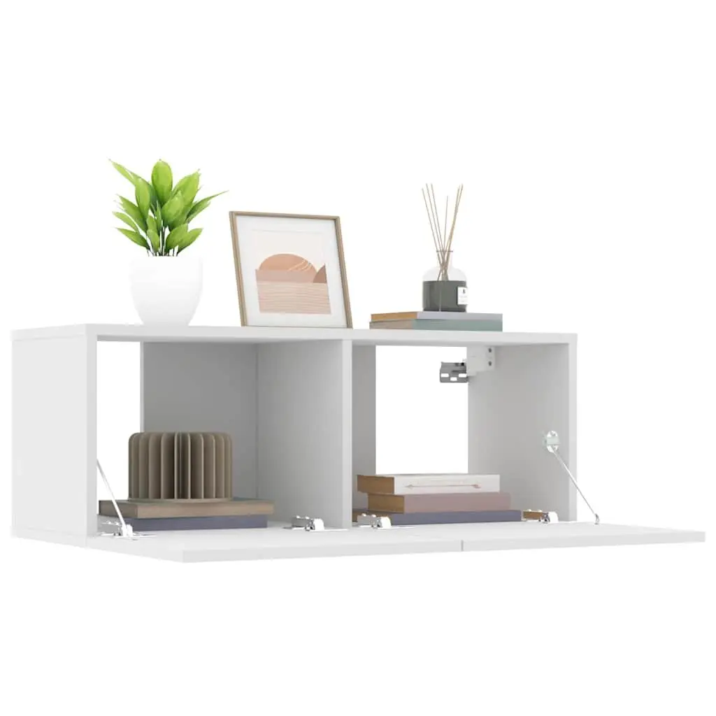 TV Cabinets Engineered Wood Wall-Mounted 80x30x30 cm White 2 Piece