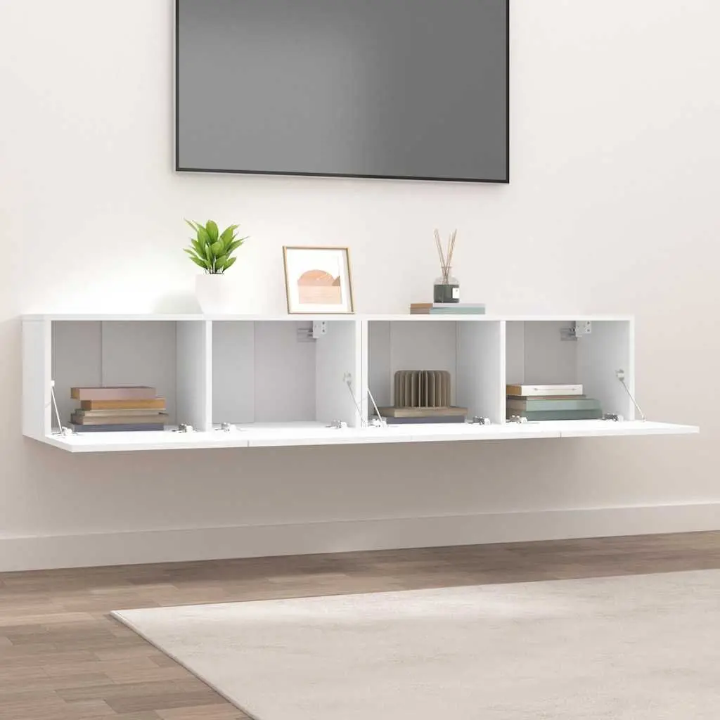 TV Cabinets Engineered Wood Wall-Mounted 80x30x30 cm White 2 Piece