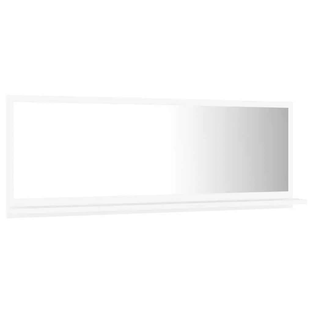 Bathroom Mirror Wall Mount Engineered Wood White with Shelf Storage