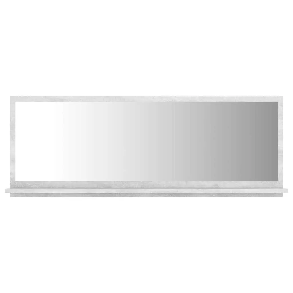 Wall Mount Bathroom Mirror Engineered Wood Grey with Shelf 100x10.5x37cm