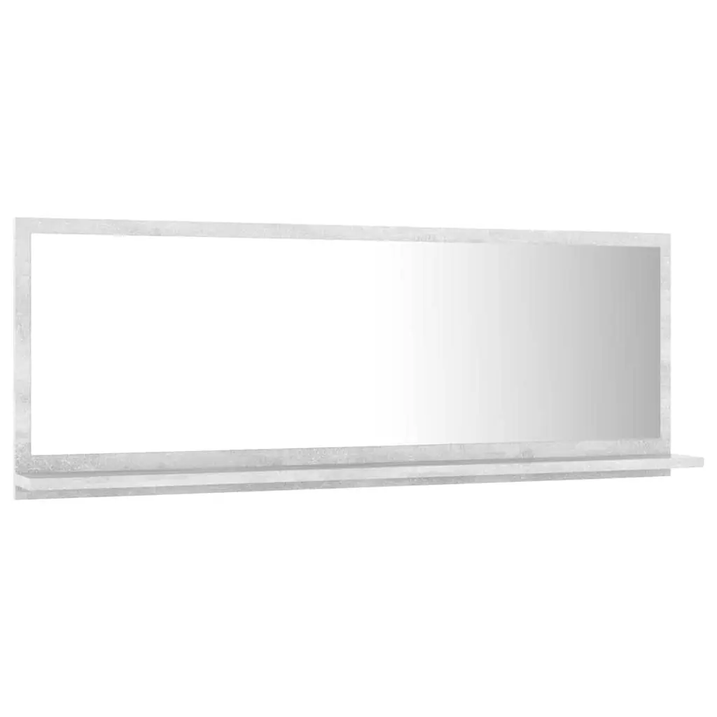 Wall Mount Bathroom Mirror Engineered Wood Grey with Shelf 100x10.5x37cm