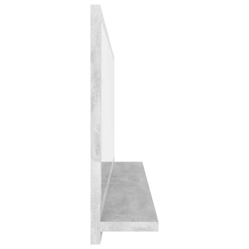 Wall Mount Bathroom Mirror Engineered Wood Grey with Shelf 100x10.5x37cm