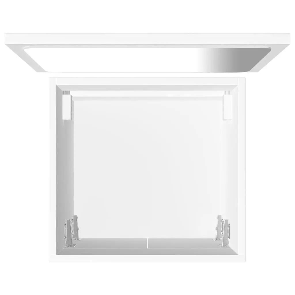 Bathroom Set Engineered Wood 2 Piece White Cabinet Mirror Storage