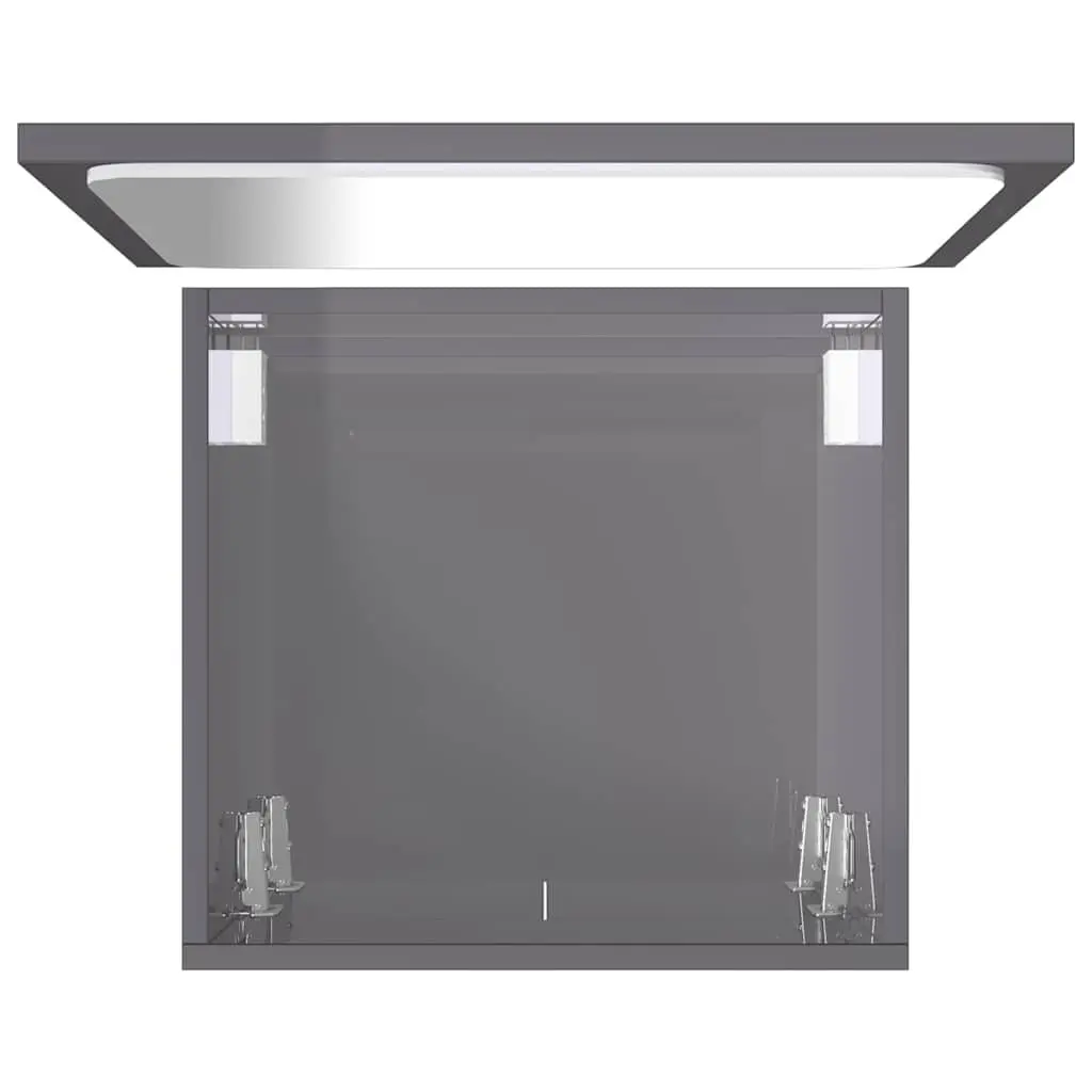 2 Piece Bathroom Set Engineered Wood High Gloss Cabinet and Mirror Grey