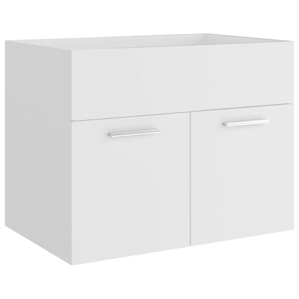 Bathroom Furniture Set Engineered Wood 2 Piece White Cabinet Mirror Storage