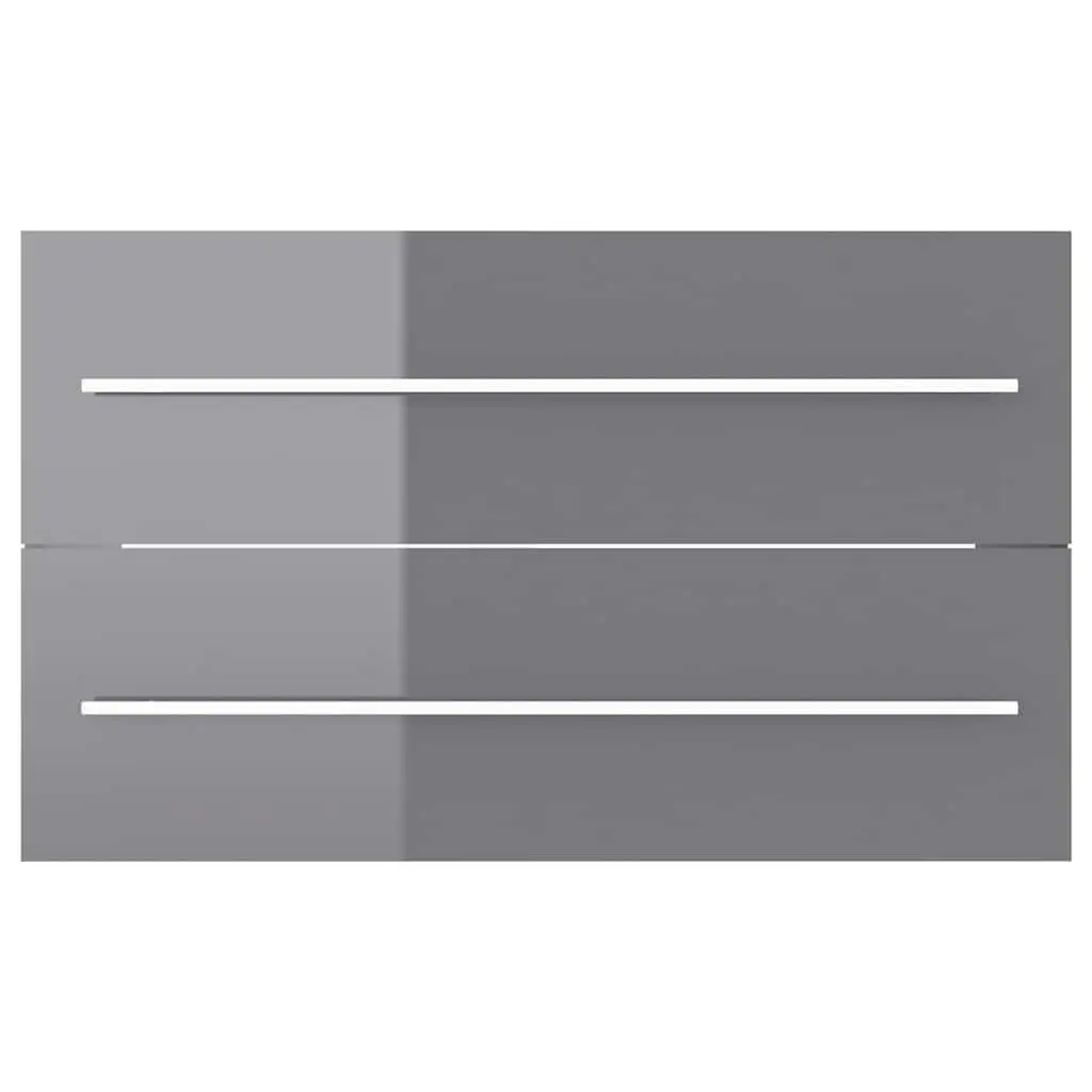 Bathroom Set Engineered Wood Grey High Gloss 2 Piece Mirror Cabinet