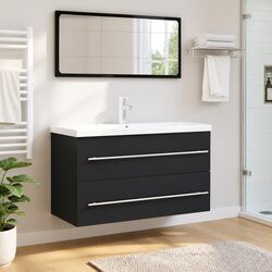 2-Piece Grey Cabinet and Mirror Set for Bathrooms