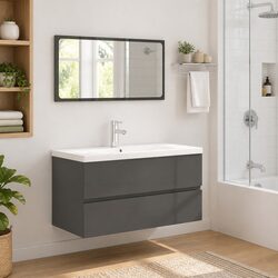 Grey High Gloss Bathroom Furniture for Storage