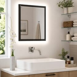 Versatile Grey LED Bathroom Mirror for Daily Use 40x8.5x37 cm