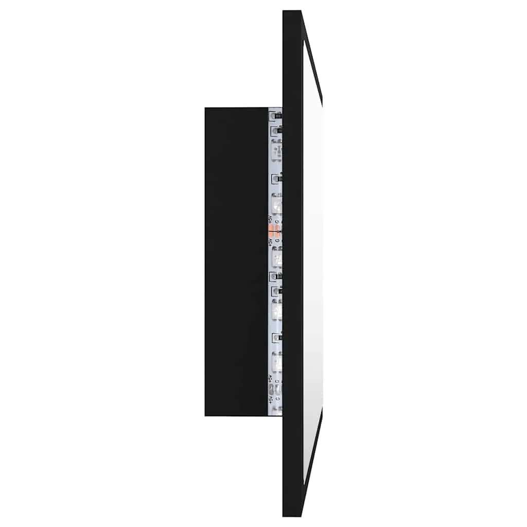 LED Bathroom Mirror Engineered Wood and Acrylic 60x8.5x37 cm Black