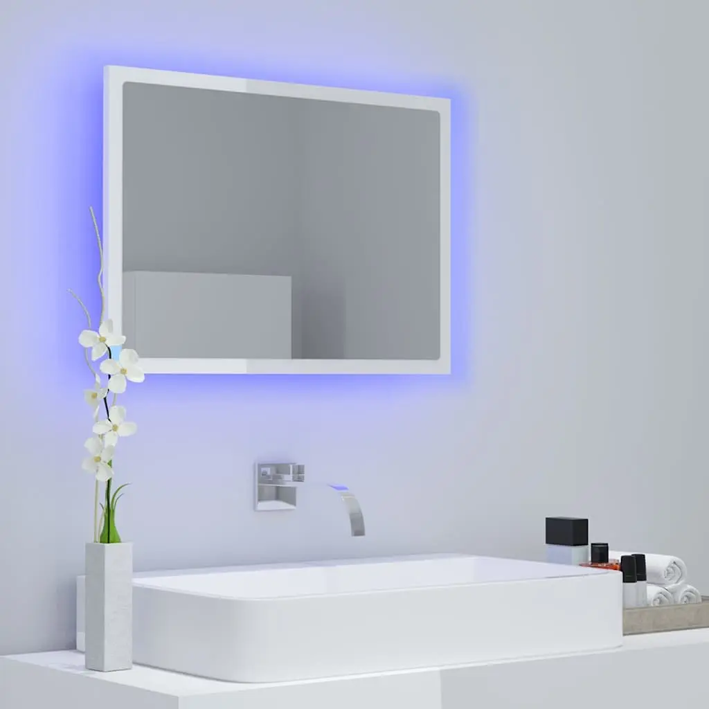 LED Bathroom Mirror White 60x8.5x37cm Wall Mount Vanity Unit RGB Light Acrylic