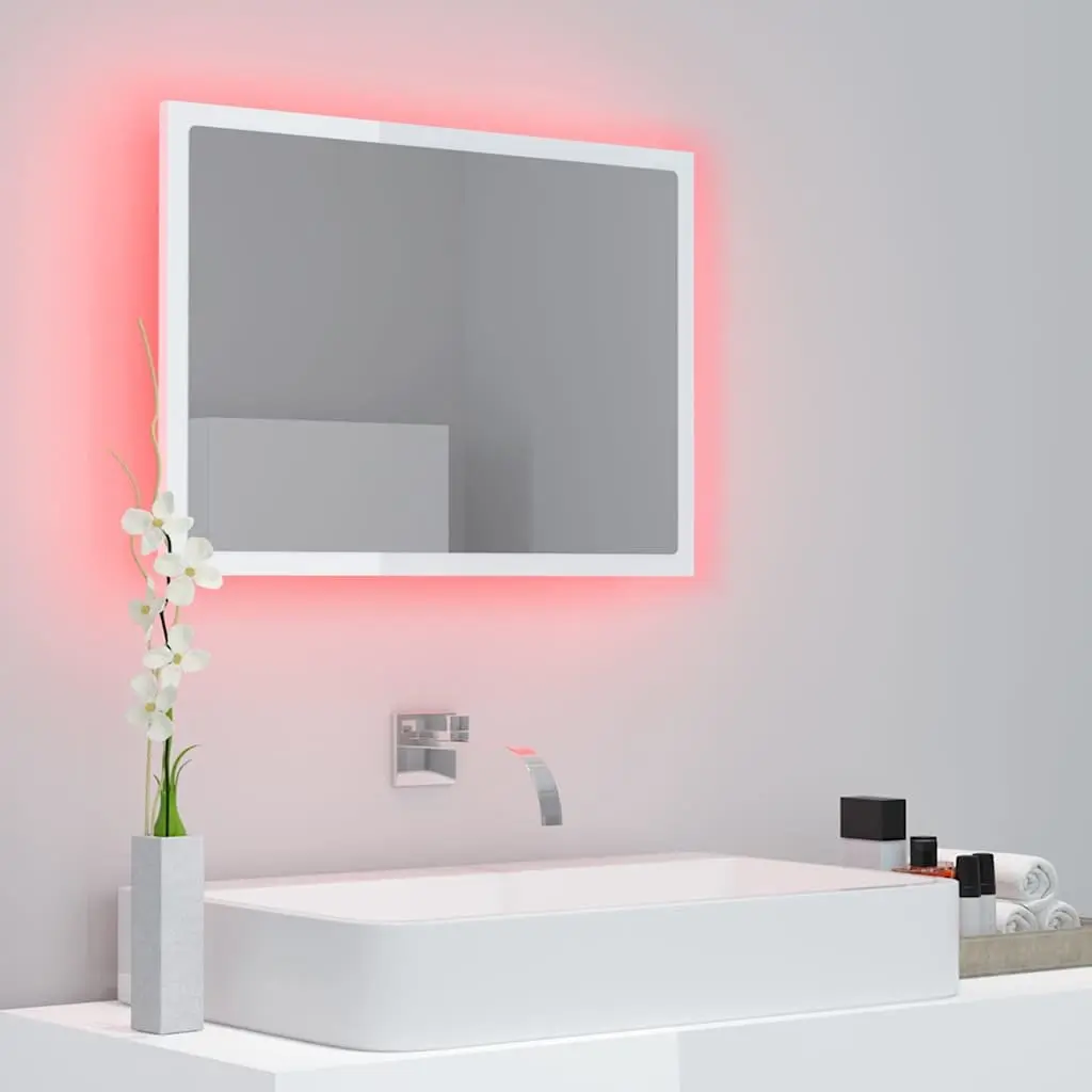 LED Bathroom Mirror White 60x8.5x37cm Wall Mount Vanity Unit RGB Light Acrylic