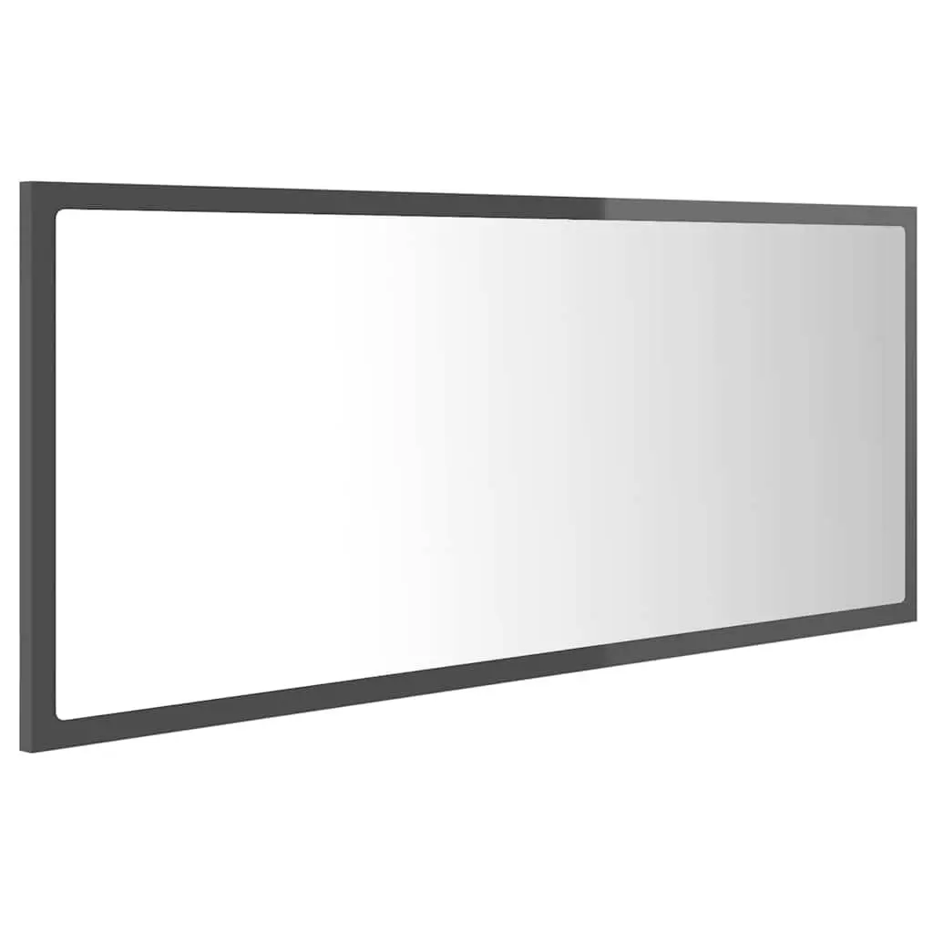 Wall-Mounted Grey LED Bathroom Mirror 100x8.5x37 cm