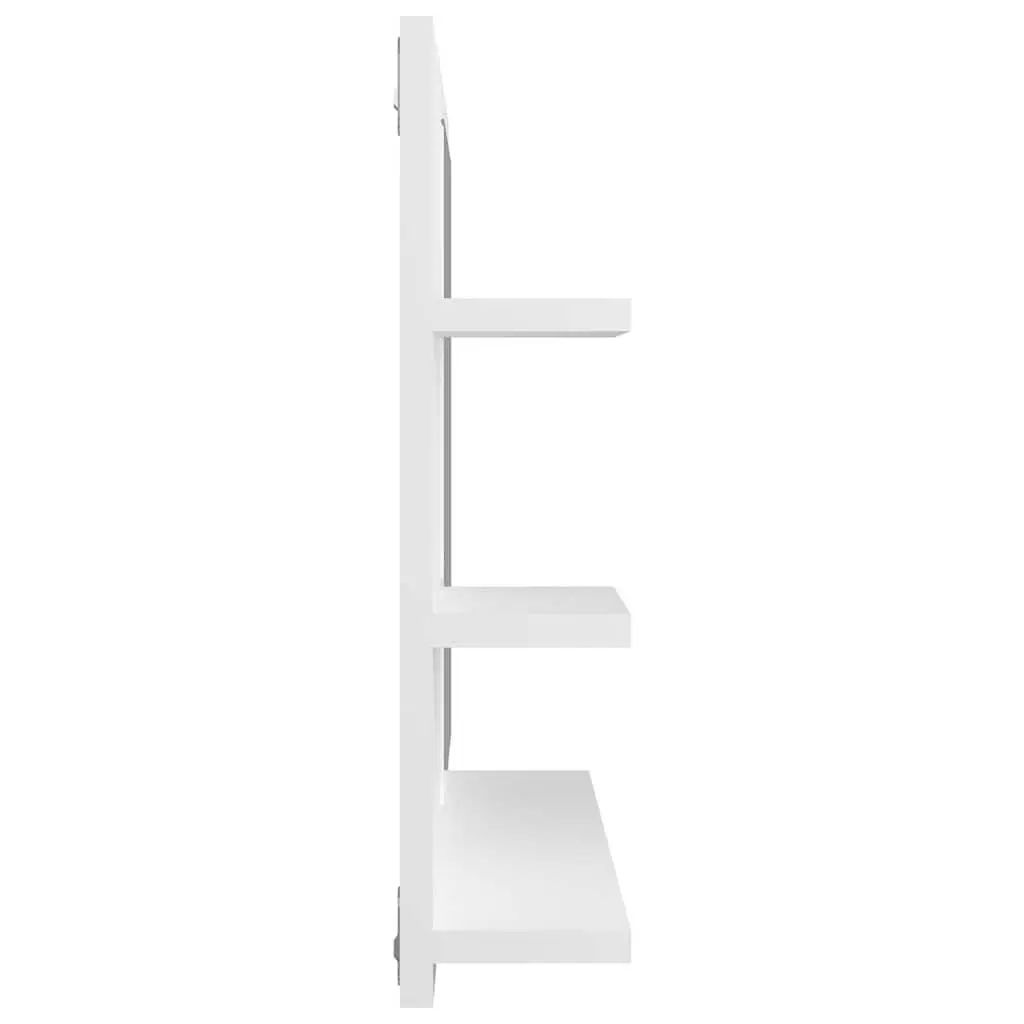 Bathroom Vanity Mirror Engineered Wood and Acrylic 60x10.5x45 cm White Wall Mount with 3 Storage Shelves