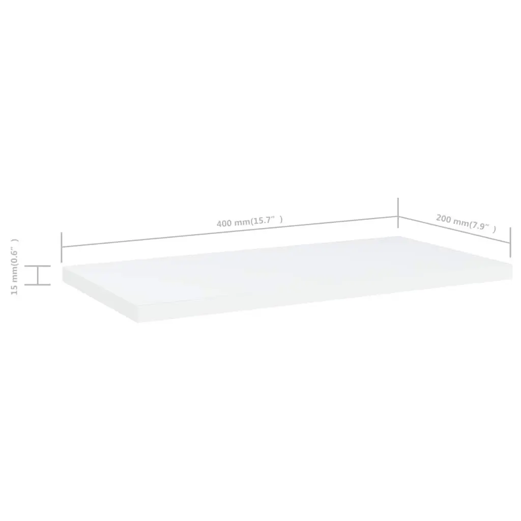 Bookshelf Boards Engineered Wood 40 x 20 x 1.5 cm White 8 Piece Floating Wall Mounted Display
