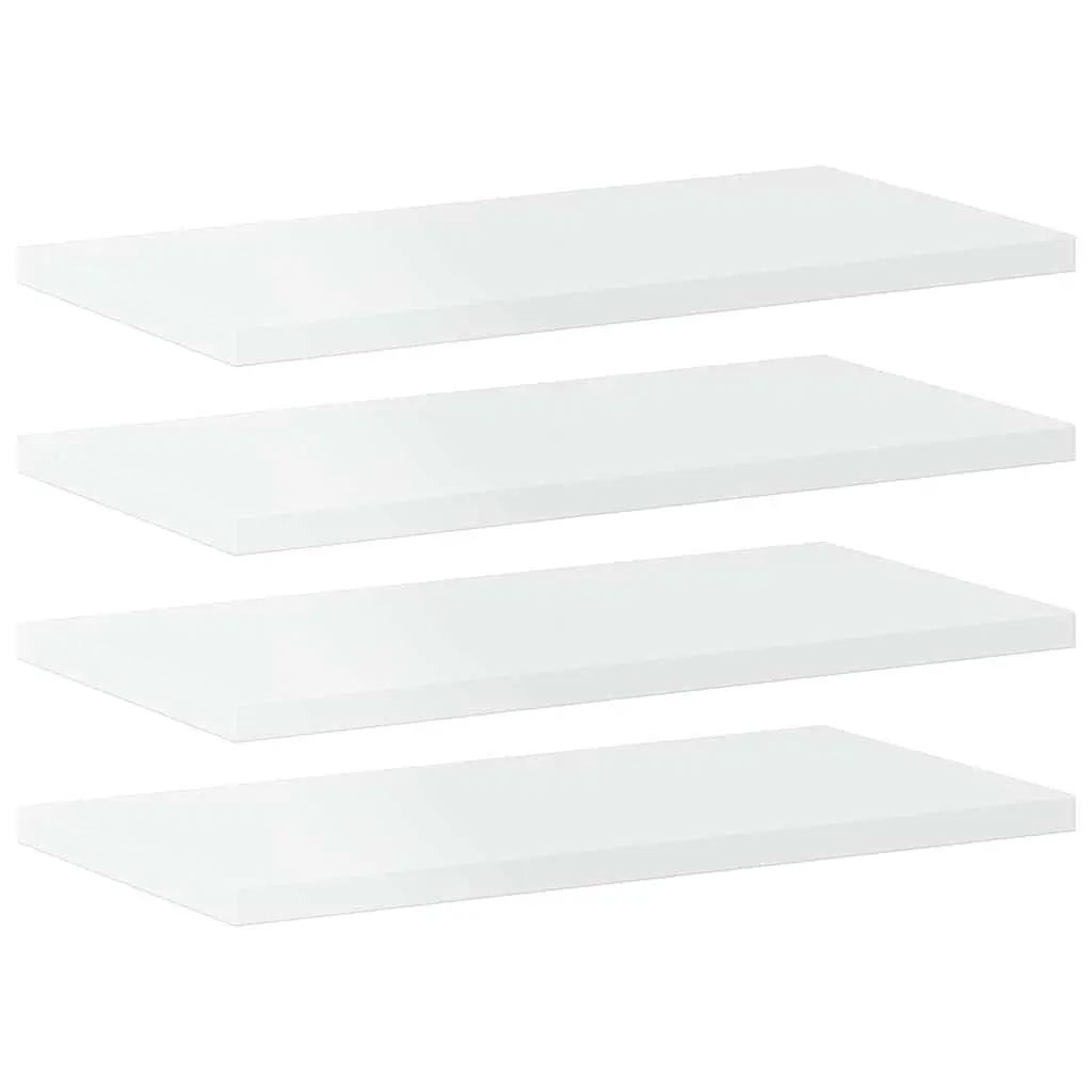 Bookshelf Boards Engineered Wood 40x20x1.5cm High Gloss White Storage 4 Piece