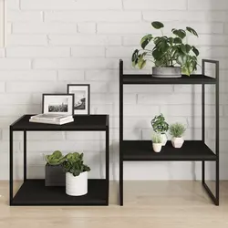 Versatile Black Engineered Wood Floating Shelves