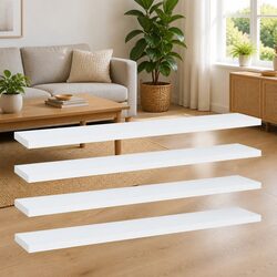 Functional White Shelf Boards 4 pcs 60x10x1.5 cm