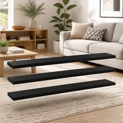 Black Engineered Wood Bookshelf Boards for Practical Use